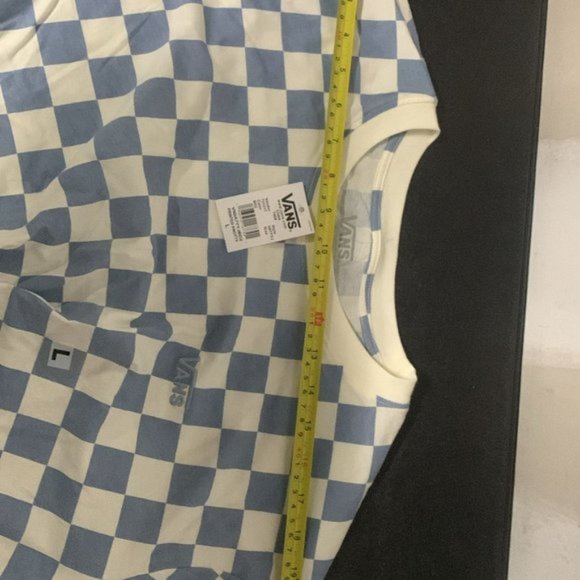 VANS Printed Knotty Long Sleeve Tee Ashley T-Shirt Check Blue White VN0A7YYJBD2 - Picture 9 of 11